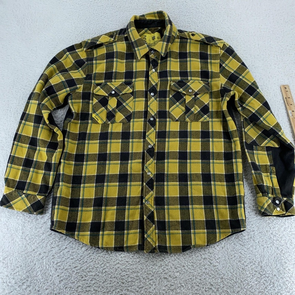 Analog Flannel Patchwork Plaid Pearl Snap Shirt Large Vampiros De La Noche - Picture 4 of 9